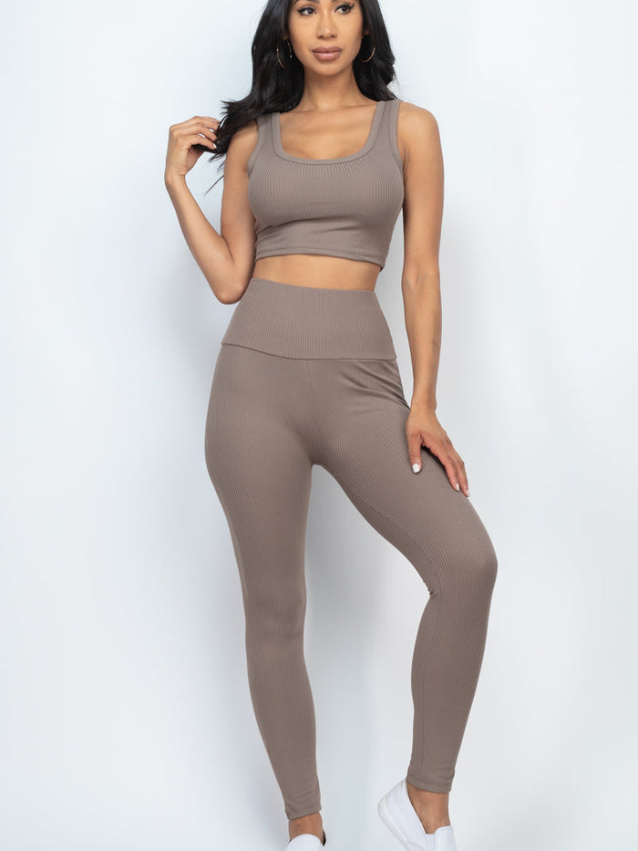 Ribbed Crop Top & Leggings Set (CAPELLA)