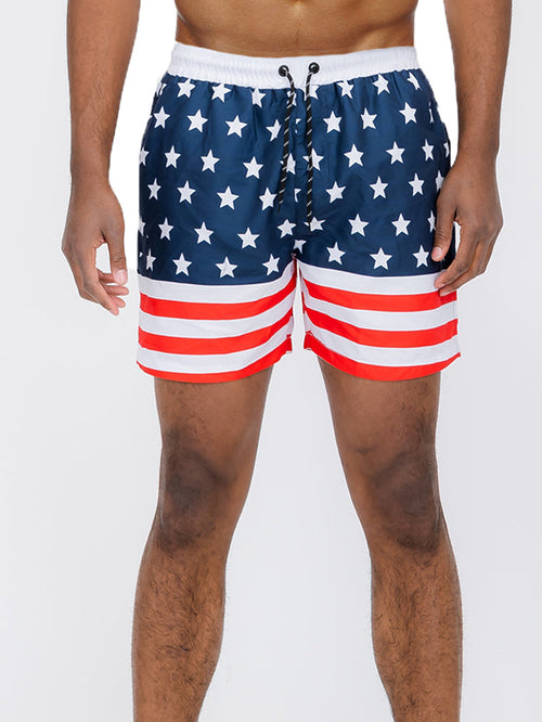 Flag Print Swim Shorts
