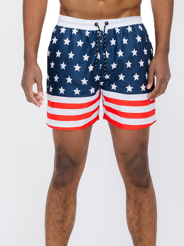 Flag Print Swim Shorts