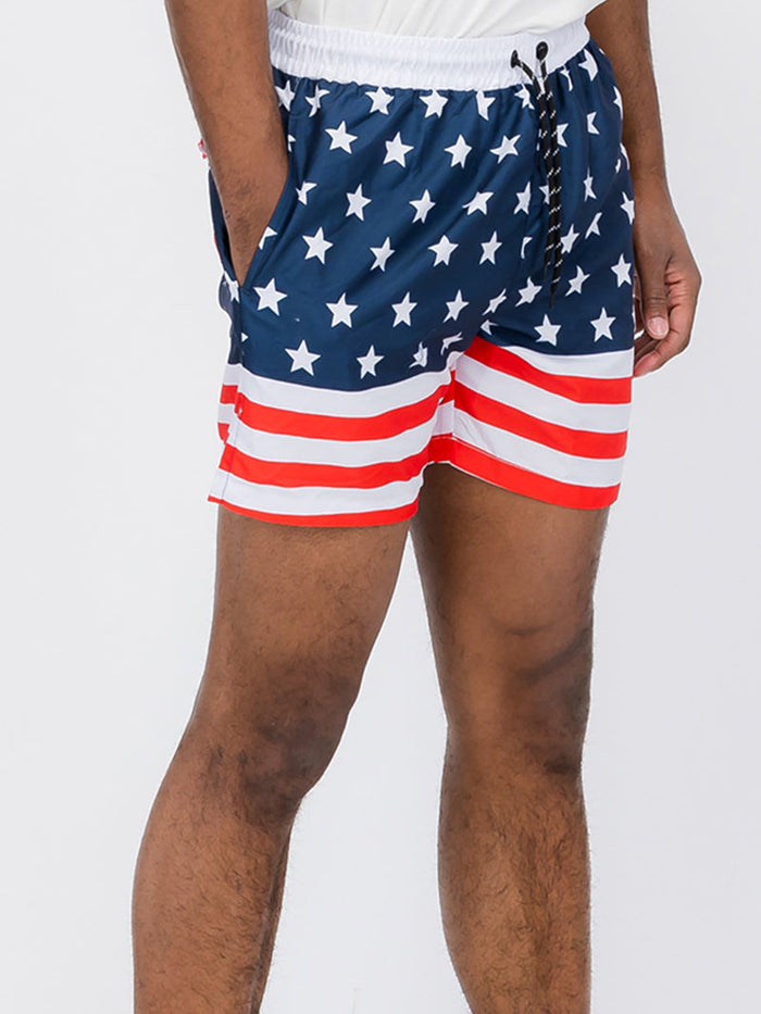 Flag Print Swim Shorts