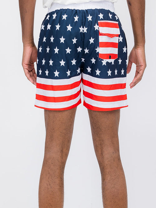 Flag Print Swim Shorts