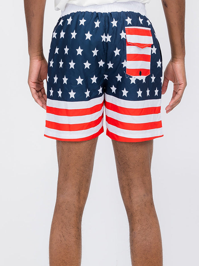 Flag Print Swim Shorts