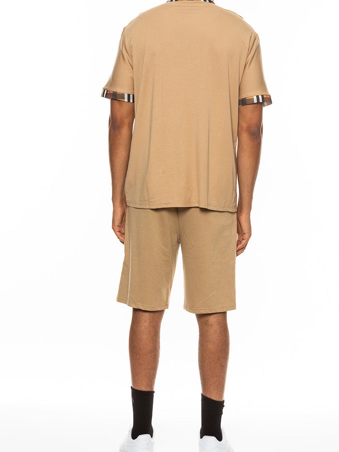 Checkered Detail Polo Short Set