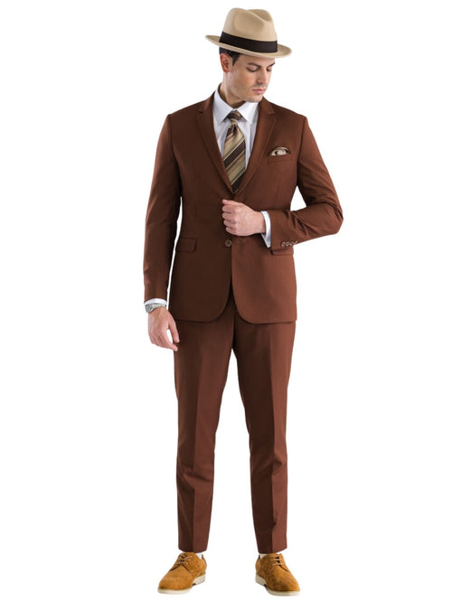 Oslo Brown Slim Fit Notch Lapel 2 Piece Suit