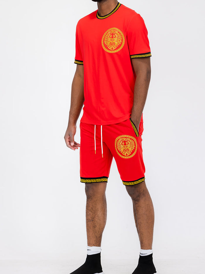 Lion Head Tshirt Short Set-0