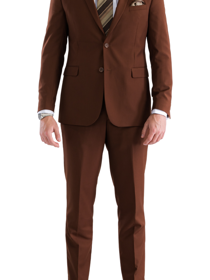 Oslo Brown Slim Fit Notch Lapel 2 Piece Suit
