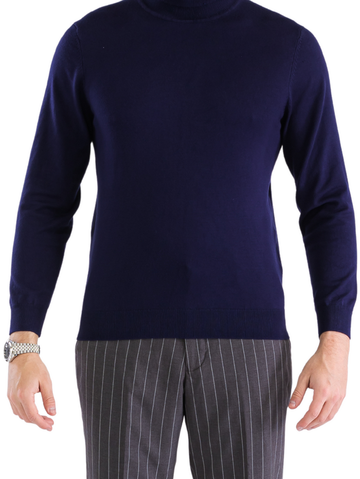 MENS NAVY PULLOVER TURTLENECK SWEATER