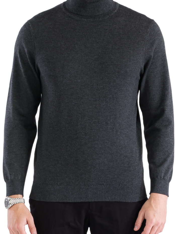 MENS CHARCOAL PULLOVER TURTLENECK SWEATER
