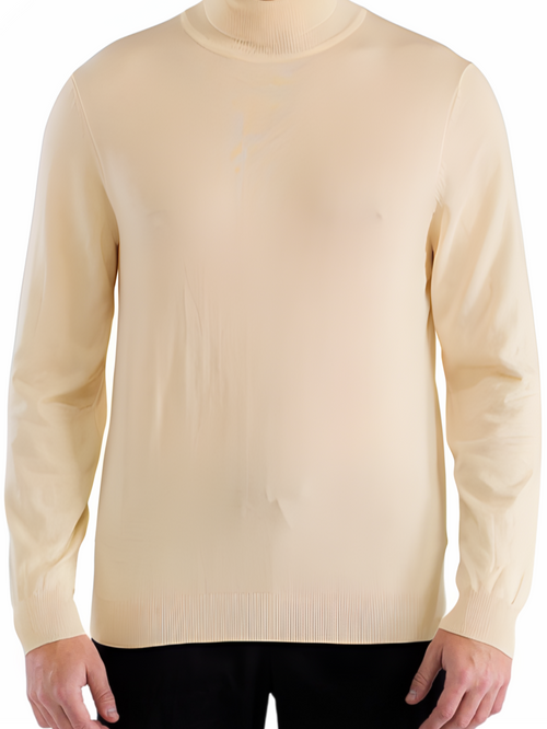 MENS BEIGE PULLOVER TURTLENECK SWEATER