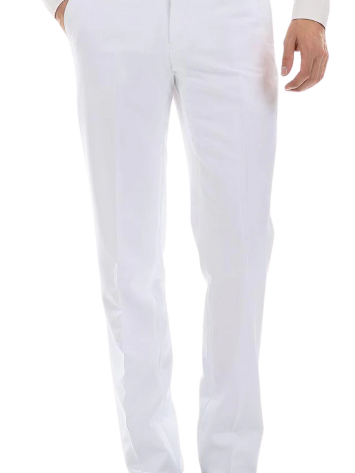 Ferrecci Men's Archer White Slim Fit Flat-Front Dress Pants