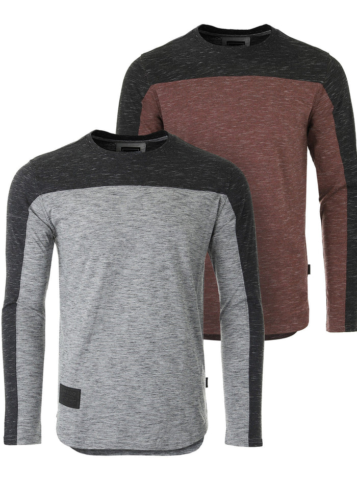 Athletic Color Block Long Sleeve Curved Hemline Casual Shirt