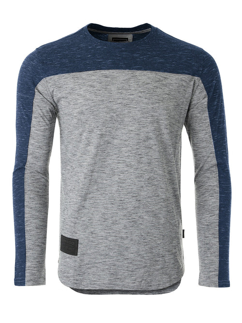 Athletic Color Block Long Sleeve Curved Hemline Casual Shirt