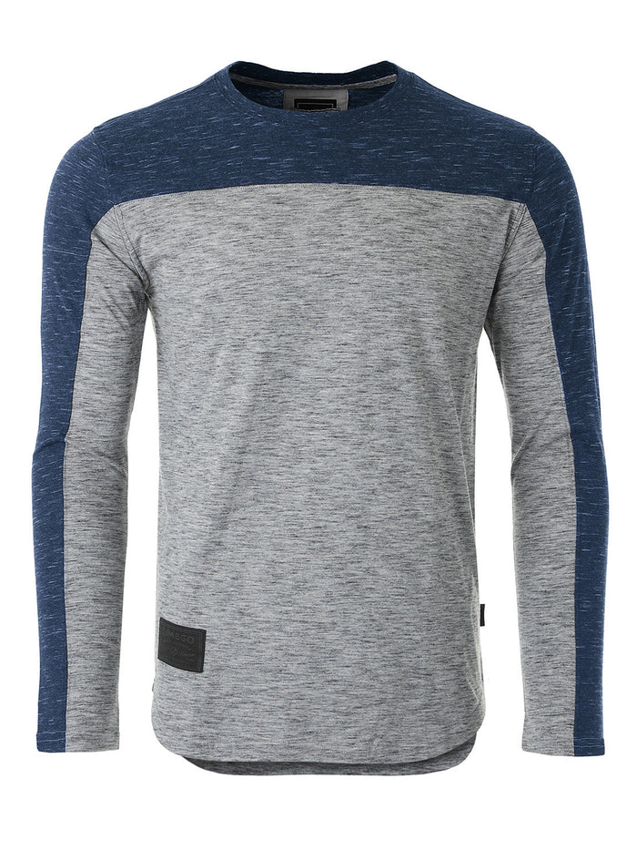 Athletic Color Block Long Sleeve Curved Hemline Casual Shirt