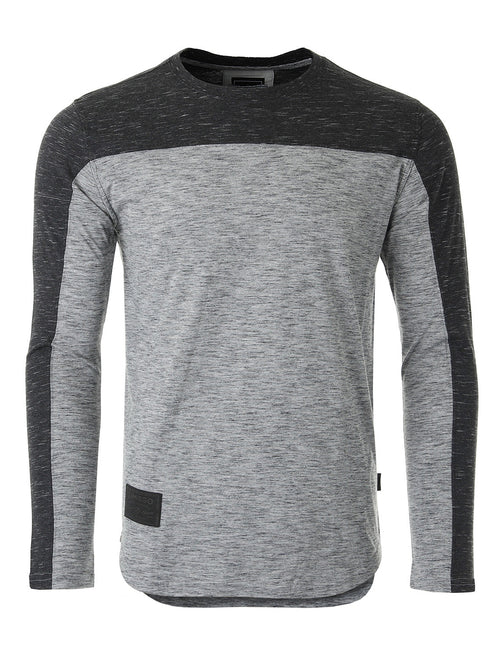 Athletic Color Block Long Sleeve Curved Hemline Casual Shirt