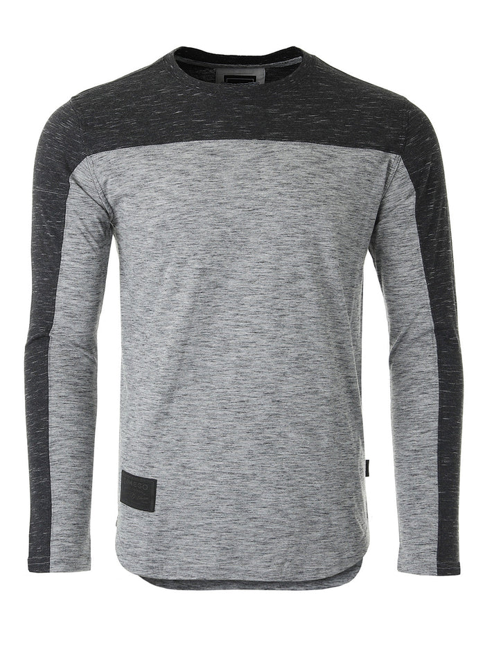 Athletic Color Block Long Sleeve Curved Hemline Casual Shirt