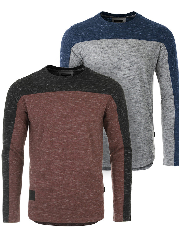 Athletic Color Block Long Sleeve Curved Hemline Casual Shirt