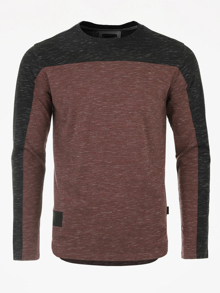 Athletic Color Block Long Sleeve Curved Hemline Casual Shirt