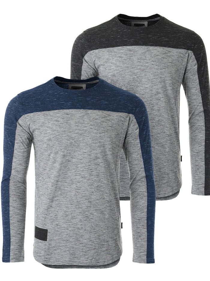 Athletic Color Block Long Sleeve Curved Hemline Casual Shirt