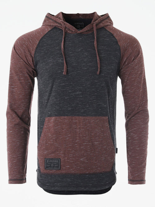 ZIMEGO Mens Long Sleeve Lightweight Hooded Henley – Color Block Pullover Hoodie  for Casual Gym Workout Travel