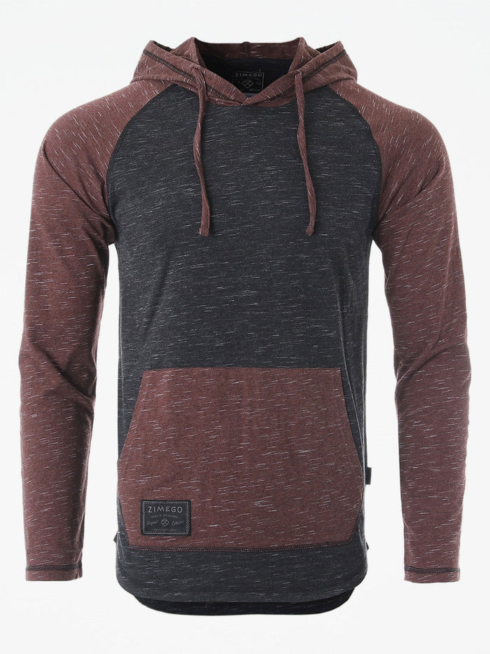 ZIMEGO Mens Long Sleeve Lightweight Hooded Henley – Color Block Pullover Hoodie  for Casual Gym Workout Travel