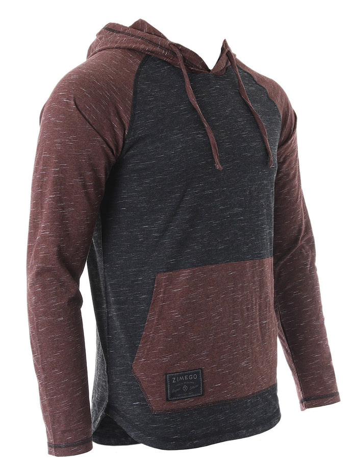 ZIMEGO Mens Long Sleeve Lightweight Hooded Henley – Color Block Pullover Hoodie  for Casual Gym Workout Travel