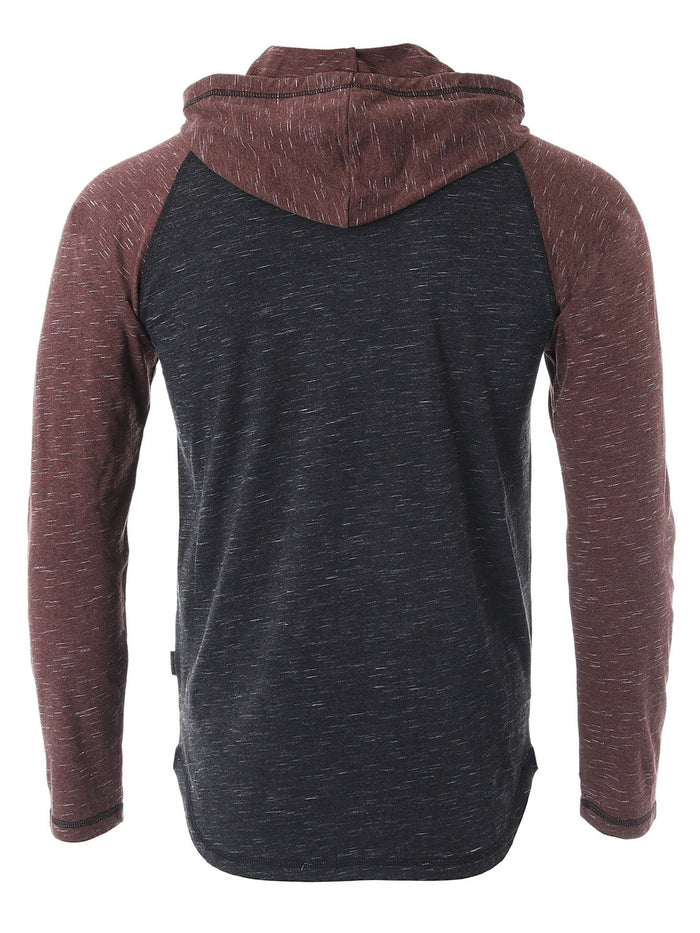 ZIMEGO Mens Long Sleeve Lightweight Hooded Henley – Color Block Pullover Hoodie  for Casual Gym Workout Travel