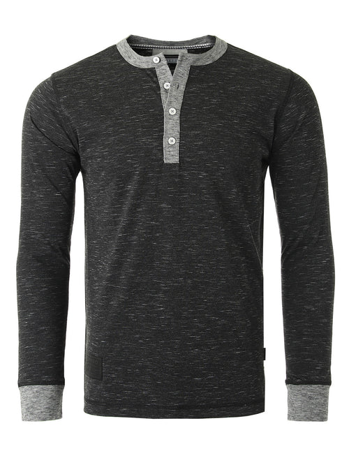 ZIMEGO Men's Long Sleeve Contrast Button Placket Neck Cuffs Casual Henley Shirts