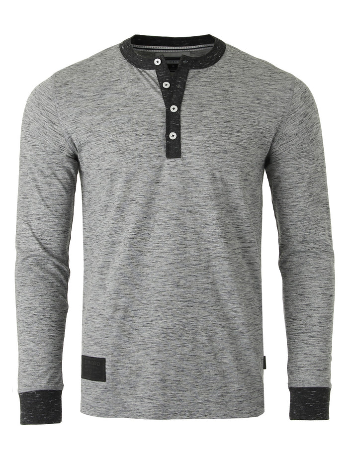 ZIMEGO Men's Long Sleeve Contrast Button Placket Neck Cuffs Casual Henley Shirts