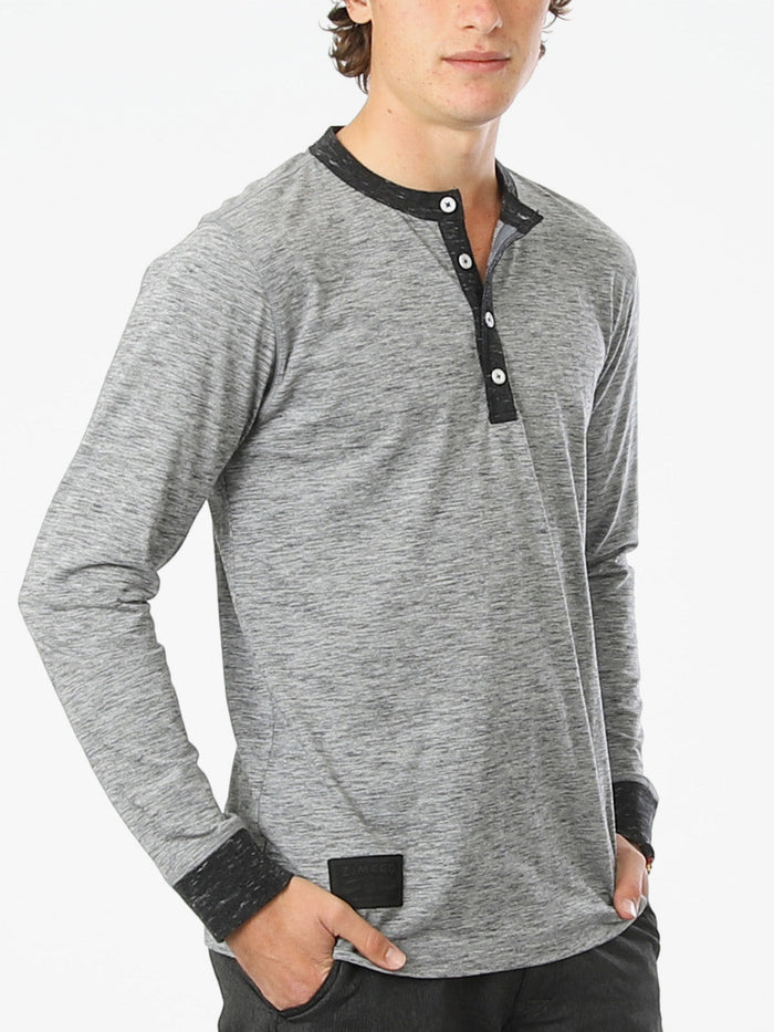 ZIMEGO Men's Long Sleeve Contrast Button Placket Neck Cuffs Casual Henley Shirts
