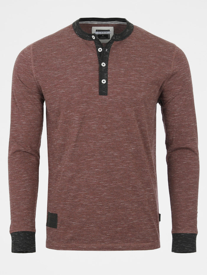 ZIMEGO Men's Long Sleeve Contrast Button Placket Neck Cuffs Casual Henley Shirts