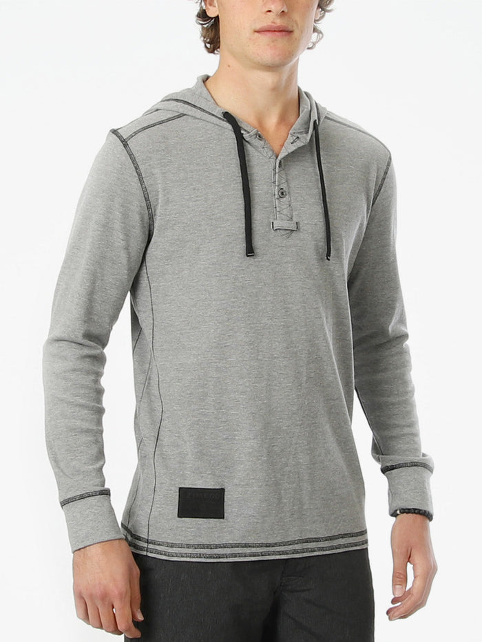 Vintage Thermal Long Sleeve Lightweight Fashion Hooded Henley