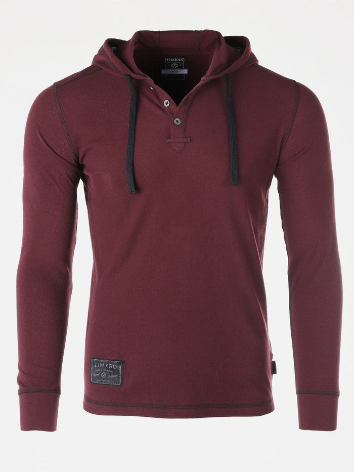 Vintage Thermal Long Sleeve Lightweight Fashion Hooded Henley