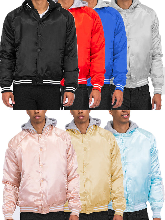 Satin Hooded Varsity Jacket