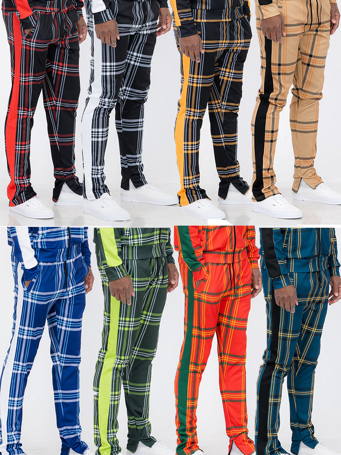 Plaid Out Track Pants-0