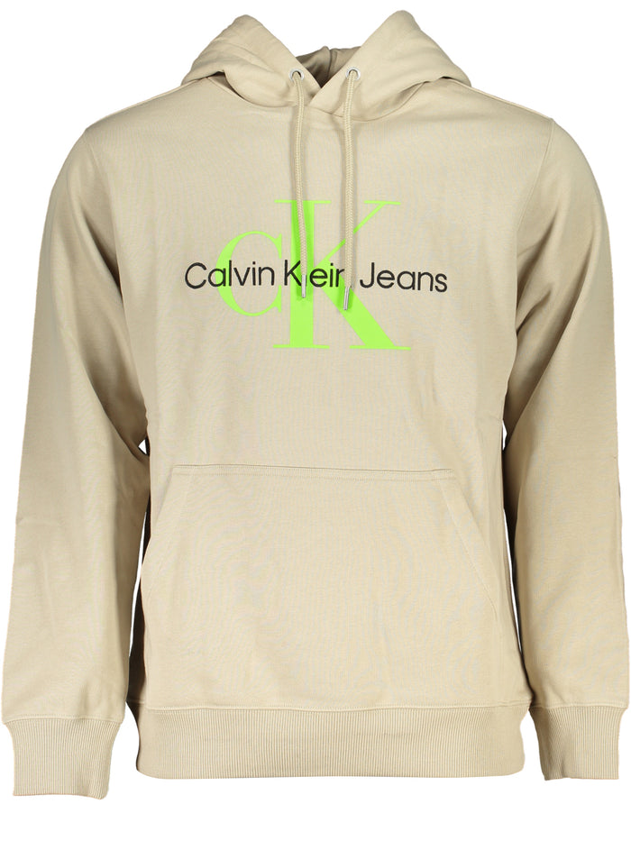CALVIN KLEIN MEN'S BEIGE ZIPLESS SWEATSHIRT