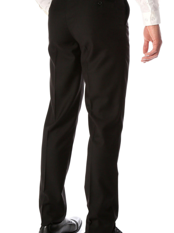 Ferrecci Men's Halo Black Slim Fit Flat-Front Dress Pants