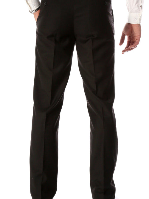 Ferrecci Men's Halo Black Slim Fit Flat-Front Dress Pants