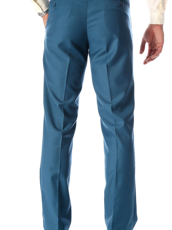 Ferrecci Men's Halo Teal Slim Fit Flat-Front Dress Pants