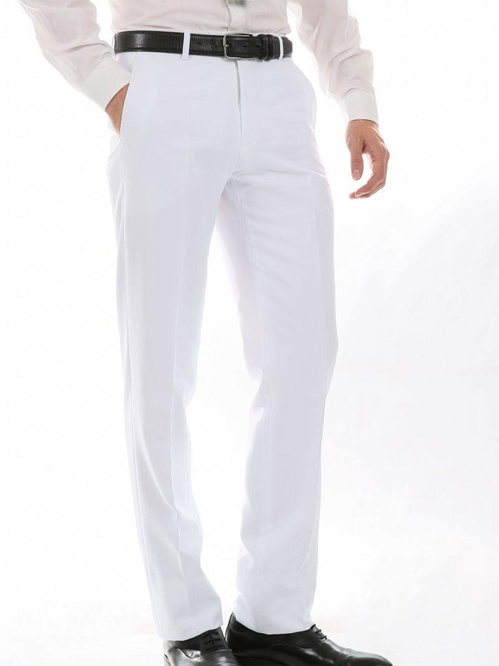 Ferrecci Men's Archer White Slim Fit Flat-Front Dress Pants