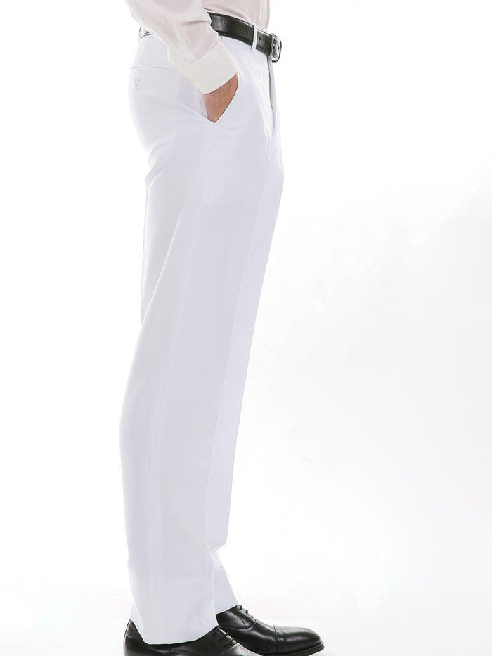 Ferrecci Men's Archer White Slim Fit Flat-Front Dress Pants