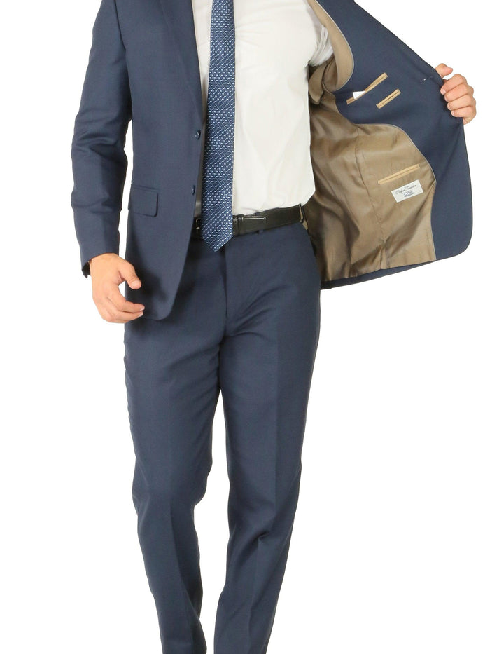 Rod Premium Blue Wool 2 Piece Suit Stain Resistant Traveler Suit - w 2 Pairs of Pants