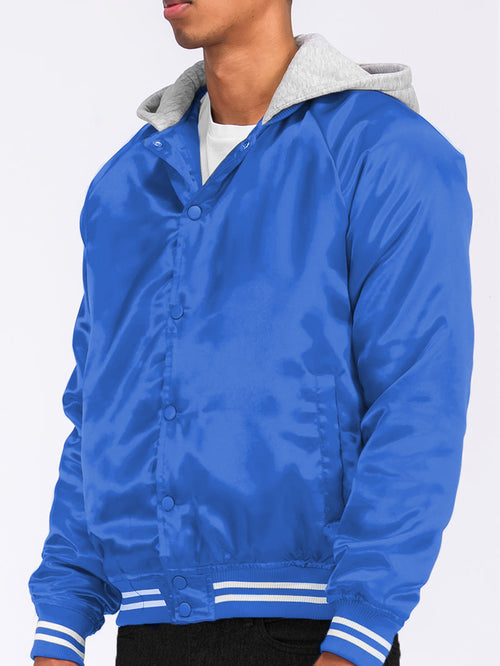 Satin Hooded Varsity Jacket