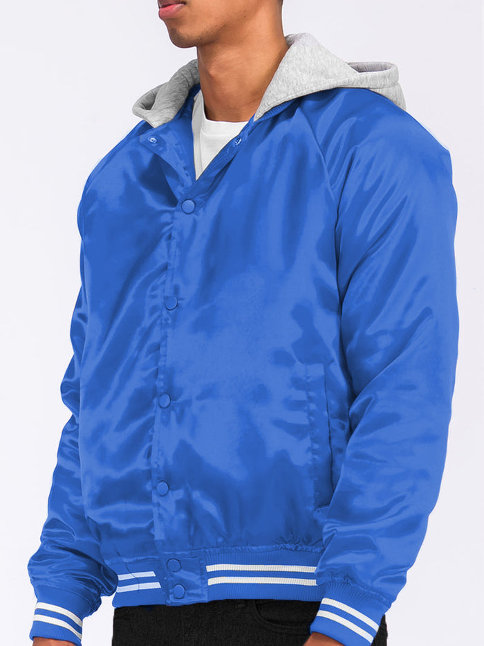 Satin Hooded Varsity Jacket
